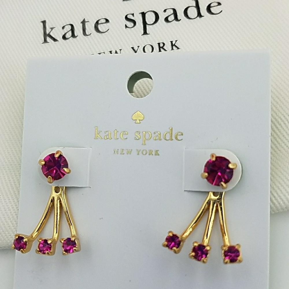 kate spade Dainty Sparklers Fuchsia Ear Jacket - Picture 5 of 5